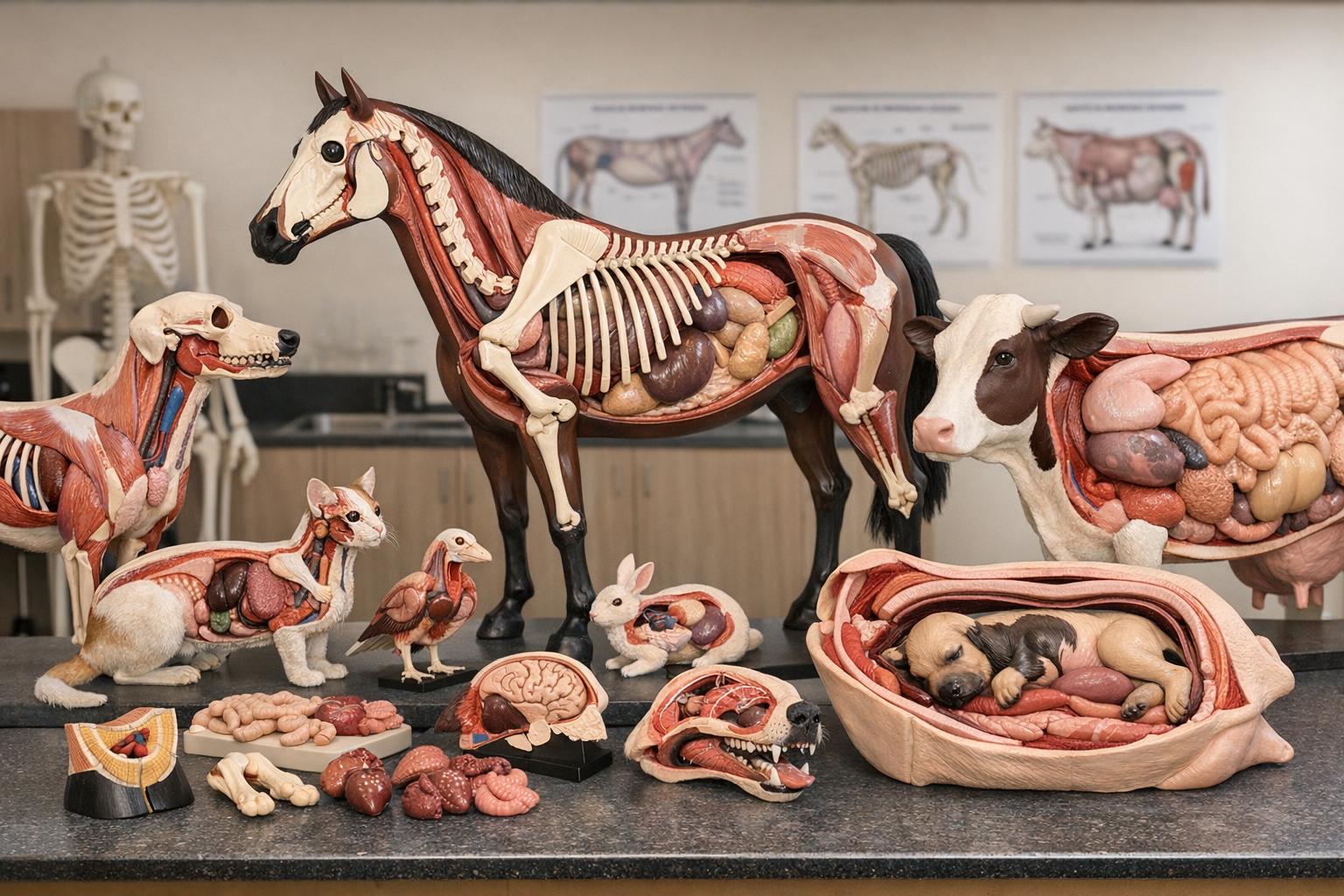 zestaw fantomów anatomicznych dla studentów weterynarii - różne rozmiary i konfiguracje